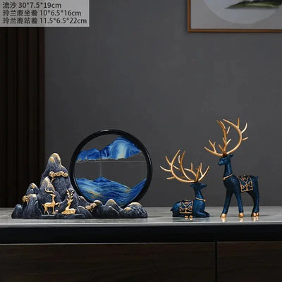 Quicksand Painting Creative Hourglass New Chinese Light Luxury Decoration TV Cabinet Living Room Wine Cabinet Decoration - Astroglowmk