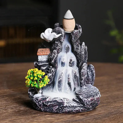 Resin cascade back incense Furnace craft high mountain running water cast oven ornaments home candles Aromattherapy stove incense seat psychotherapy incense seat suitable for boudorir honey friend gift - Astroglowmk