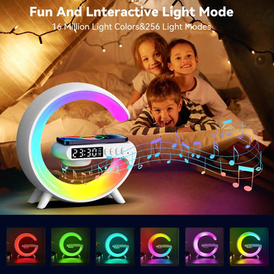LED Smart Wake Up Light RGB Night Light with Wireless Speaker 15W Wireless Rechargeable Desk Lamp for Bedroom Bedside Game Room - Astroglowmk