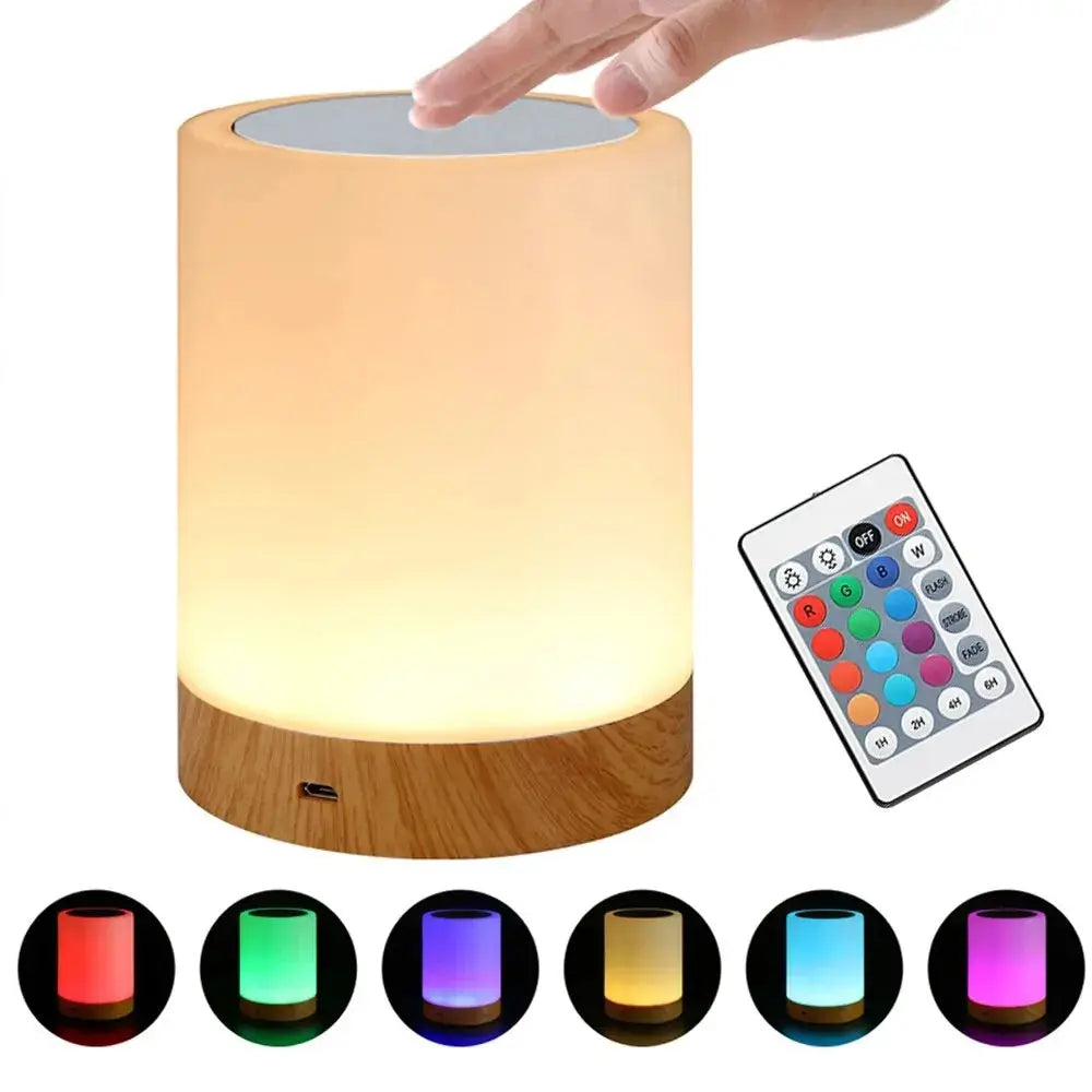 Touch Bedside Light, Bedroom Night Light, Dimmable Desk Light, Remote Control 13 Color Changing Light, Timed Shutdown, USB Charg - Astroglowmk