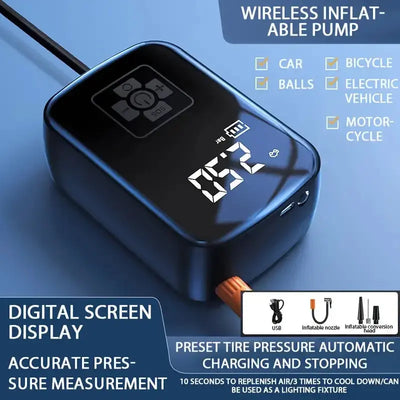 Wireless Car Tire Inflator – Portable Air Pump for Auto, Bike, Motorcycle - Astroglowmk
