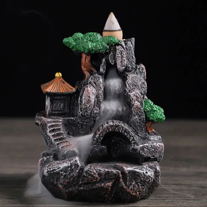 Resin cascade back incense Furnace craft high mountain running water cast oven ornaments home candles Aromattherapy stove incense seat psychotherapy incense seat suitable for boudorir honey friend gift - Astroglowmk