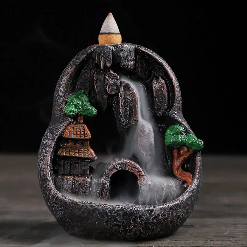 Resin cascade back incense Furnace craft high mountain running water cast oven ornaments home candles Aromattherapy stove incense seat psychotherapy incense seat suitable for boudorir honey friend gift - Astroglowmk