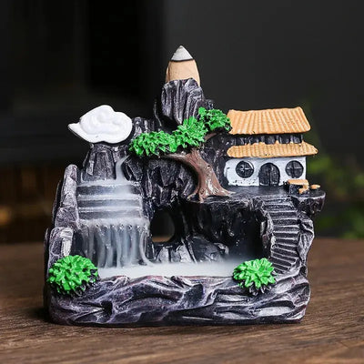 Resin cascade back incense Furnace craft high mountain running water cast oven ornaments home candles Aromattherapy stove incense seat psychotherapy incense seat suitable for boudorir honey friend gift - Astroglowmk