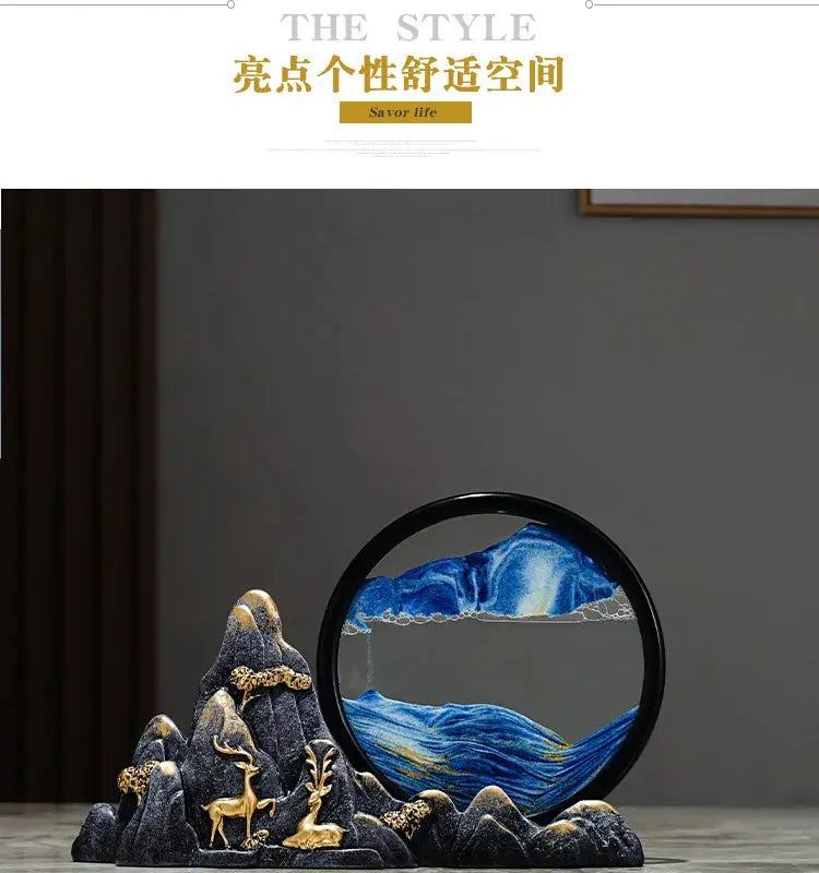 Quicksand Painting Creative Hourglass New Chinese Light Luxury Decoration TV Cabinet Living Room Wine Cabinet Decoration - Astroglowmk