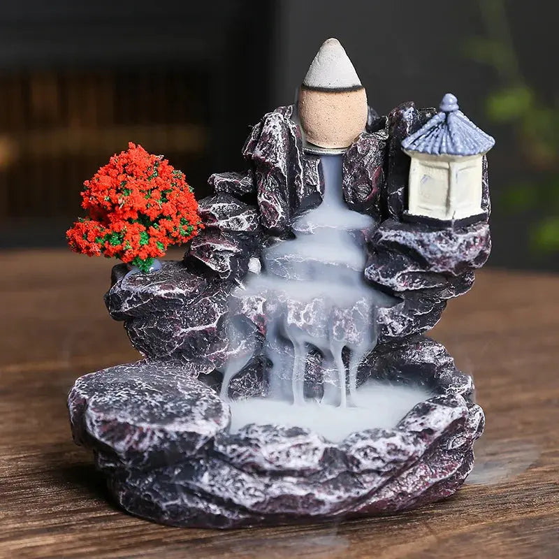 Resin cascade back incense Furnace craft high mountain running water cast oven ornaments home candles Aromattherapy stove incense seat psychotherapy incense seat suitable for boudorir honey friend gift - Astroglowmk