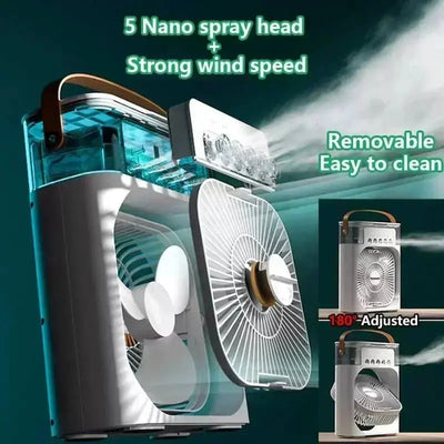New 3 In 1 Fan AIr Conditioner Household Mini Air Cooler LED Night Light Portable Humidifier Air Adjustment Fan Office Home Fan - Astroglowmk