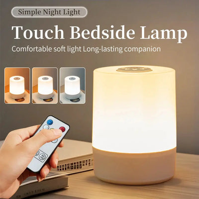 Touch Night Lamp USB LED Lamp Remote Control Switch Rechargeable Three Colors Lights Bedroom Portable Table Bedside Night Lamp - Astroglowmk