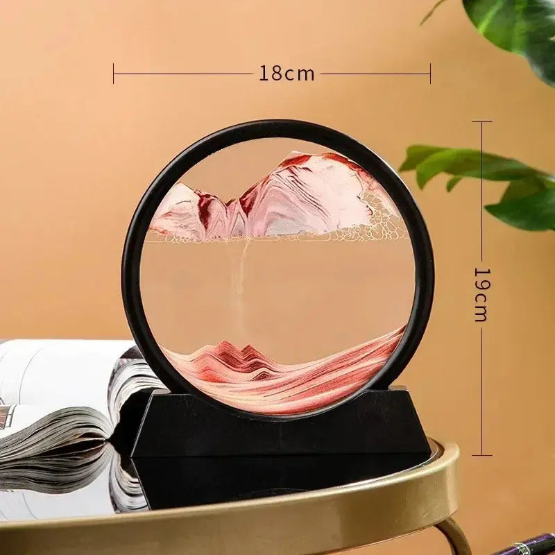 Quicksand Moving  Art 3D Hourglass Picture Round Glass Deep Sea Sandscape Craft Flowing Painting Office Home Christmas - Astroglowmk