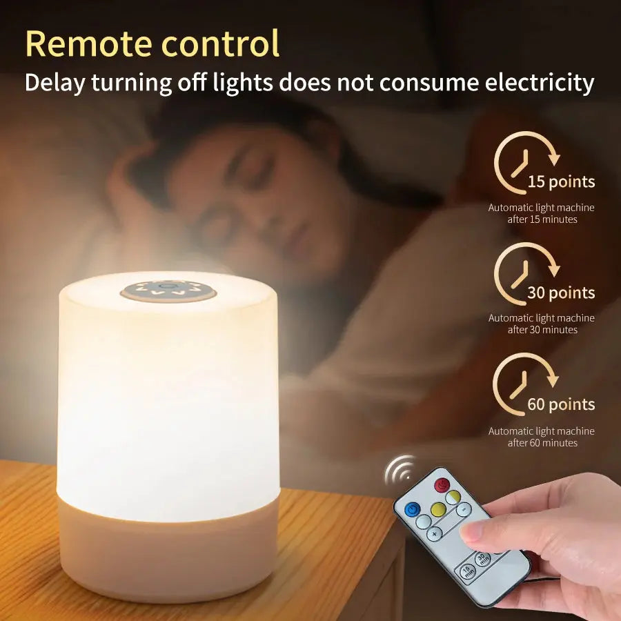 Touch Night Lamp USB LED Lamp Remote Control Switch Rechargeable Three Colors Lights Bedroom Portable Table Bedside Night Lamp - Astroglowmk