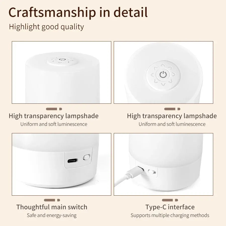 Touch Night Lamp USB LED Lamp Remote Control Switch Rechargeable Three Colors Lights Bedroom Portable Table Bedside Night Lamp - Astroglowmk