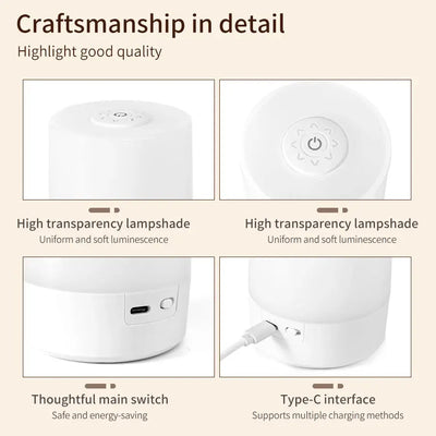 Touch Night Lamp USB LED Lamp Remote Control Switch Rechargeable Three Colors Lights Bedroom Portable Table Bedside Night Lamp - Astroglowmk