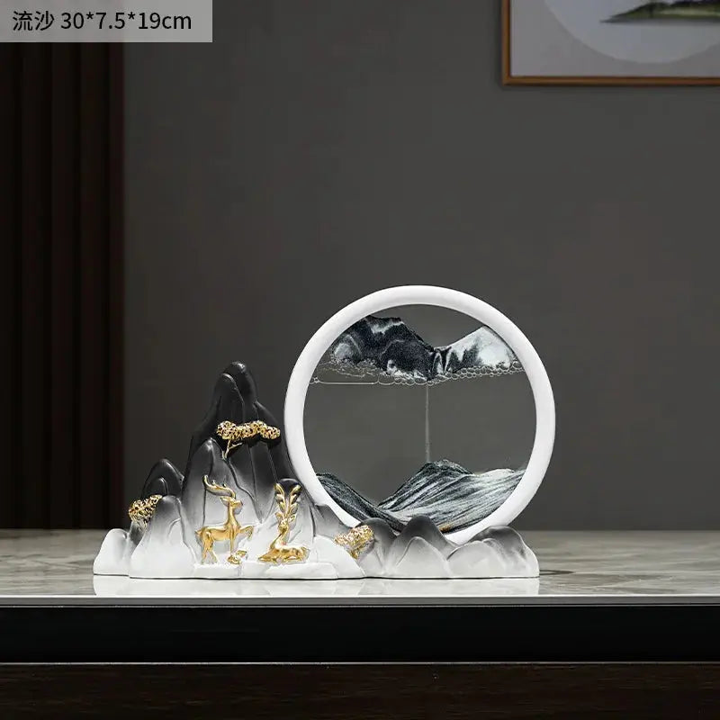 Quicksand Painting Creative Hourglass New Chinese Light Luxury Decoration TV Cabinet Living Room Wine Cabinet Decoration - Astroglowmk