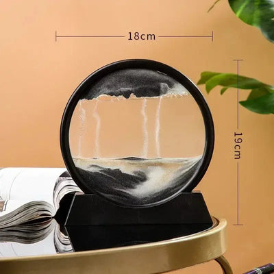 Quicksand Moving  Art 3D Hourglass Picture Round Glass Deep Sea Sandscape Craft Flowing Painting Office Home Christmas - Astroglowmk