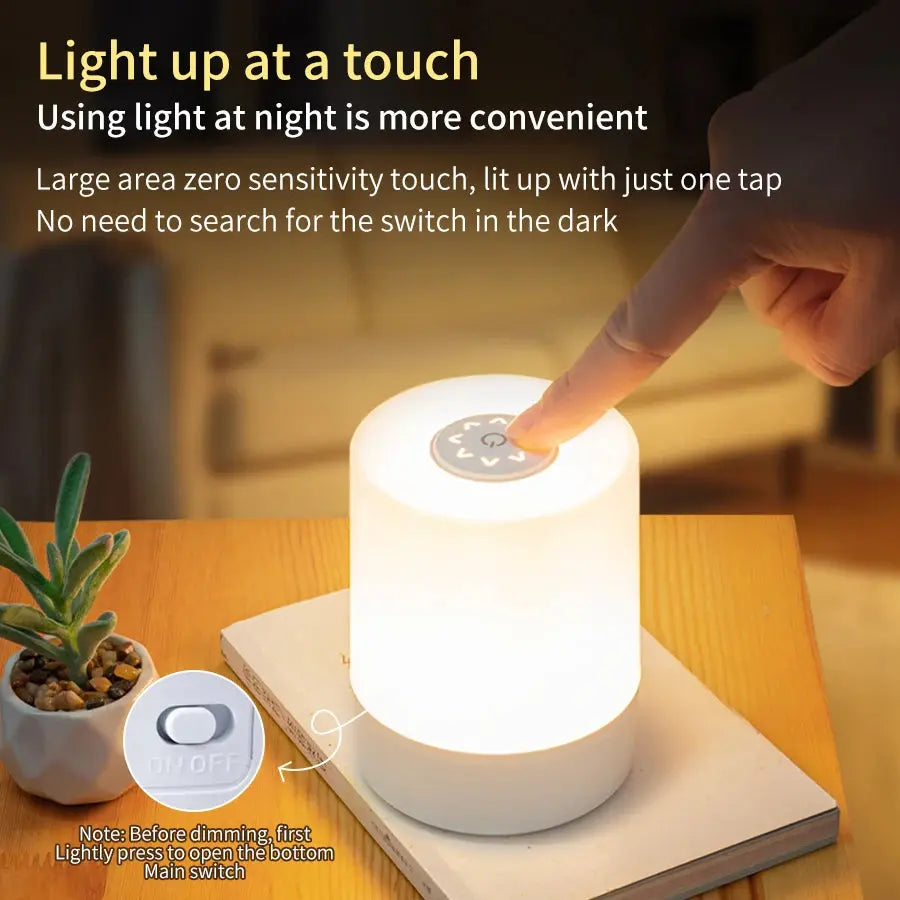 Touch Night Lamp USB LED Lamp Remote Control Switch Rechargeable Three Colors Lights Bedroom Portable Table Bedside Night Lamp - Astroglowmk