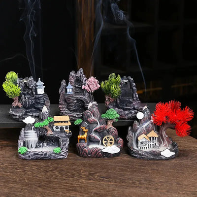 Resin cascade back incense Furnace craft high mountain running water cast oven ornaments home candles Aromattherapy stove incense seat psychotherapy incense seat suitable for boudorir honey friend gift - Astroglowmk