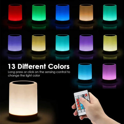 Touch Bedside Light, Bedroom Night Light, Dimmable Desk Light, Remote Control 13 Color Changing Light, Timed Shutdown, USB Charg - Astroglowmk