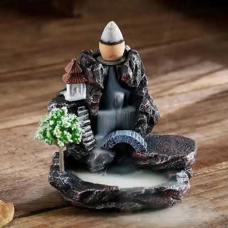Resin cascade back incense Furnace craft high mountain running water cast oven ornaments home candles Aromattherapy stove incense seat psychotherapy incense seat suitable for boudorir honey friend gift - Astroglowmk
