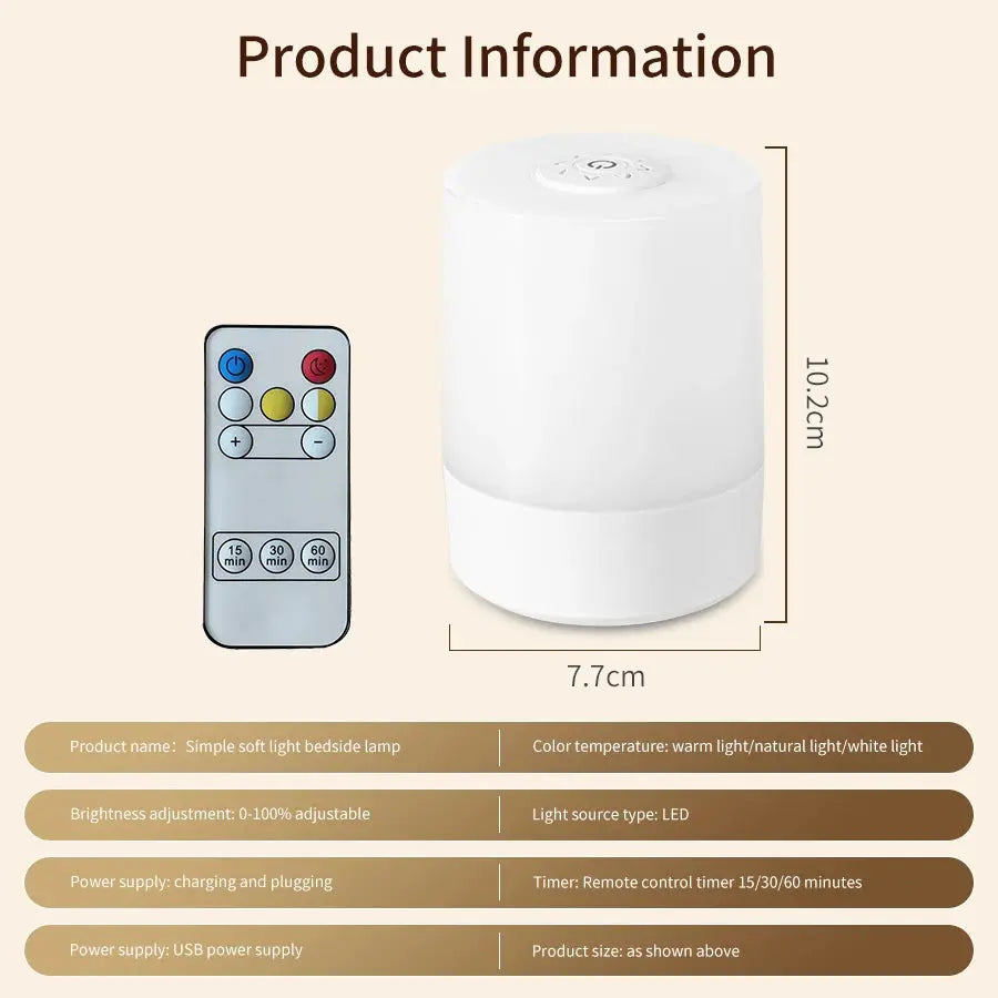 Touch Night Lamp USB LED Lamp Remote Control Switch Rechargeable Three Colors Lights Bedroom Portable Table Bedside Night Lamp - Astroglowmk