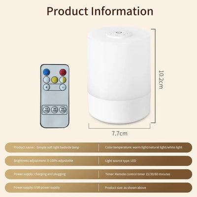 Touch Night Lamp USB LED Lamp Remote Control Switch Rechargeable Three Colors Lights Bedroom Portable Table Bedside Night Lamp - Astroglowmk