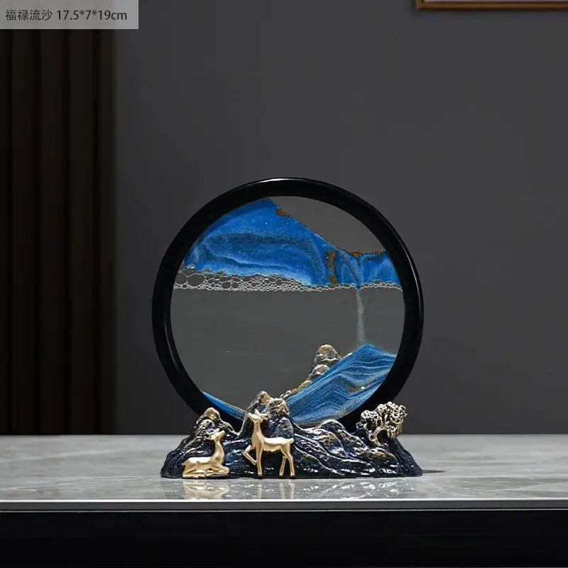 Quicksand Painting Creative Hourglass New Chinese Light Luxury Decoration TV Cabinet Living Room Wine Cabinet Decoration - Astroglowmk
