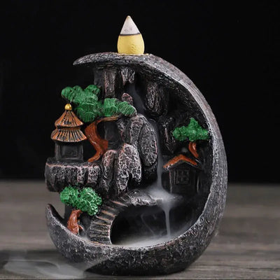 Resin cascade back incense Furnace craft high mountain running water cast oven ornaments home candles Aromattherapy stove incense seat psychotherapy incense seat suitable for boudorir honey friend gift - Astroglowmk