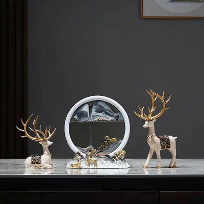 Quicksand Painting Creative Hourglass New Chinese Light Luxury Decoration TV Cabinet Living Room Wine Cabinet Decoration - Astroglowmk