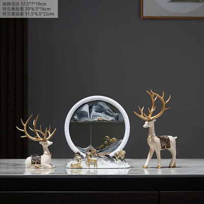 Quicksand Painting Creative Hourglass New Chinese Light Luxury Decoration TV Cabinet Living Room Wine Cabinet Decoration - Astroglowmk