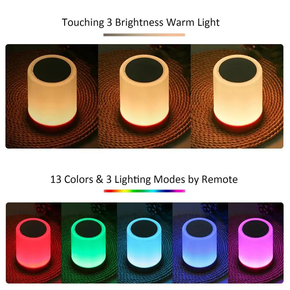 Touch Bedside Light, Bedroom Night Light, Dimmable Desk Light, Remote Control 13 Color Changing Light, Timed Shutdown, USB Charg - Astroglowmk