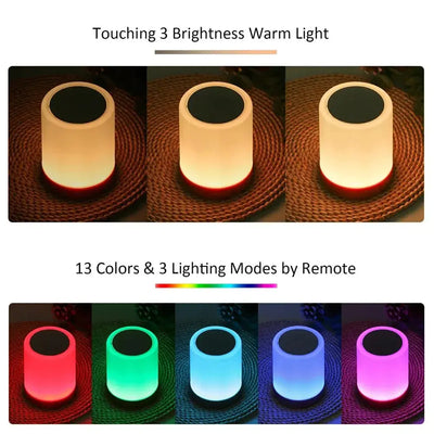 Touch Bedside Light, Bedroom Night Light, Dimmable Desk Light, Remote Control 13 Color Changing Light, Timed Shutdown, USB Charg - Astroglowmk