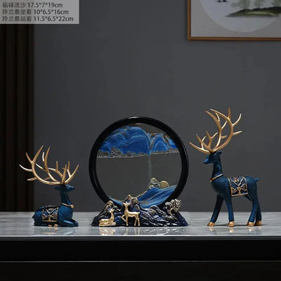 Quicksand Painting Creative Hourglass New Chinese Light Luxury Decoration TV Cabinet Living Room Wine Cabinet Decoration - Astroglowmk