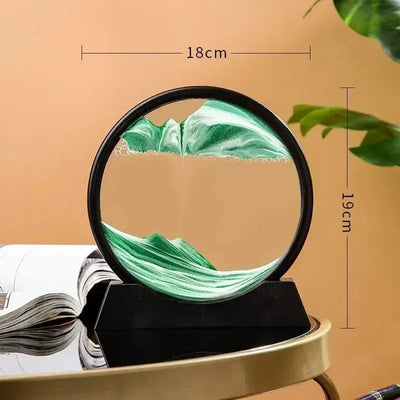 Quicksand Moving  Art 3D Hourglass Picture Round Glass Deep Sea Sandscape Craft Flowing Painting Office Home Christmas - Astroglowmk