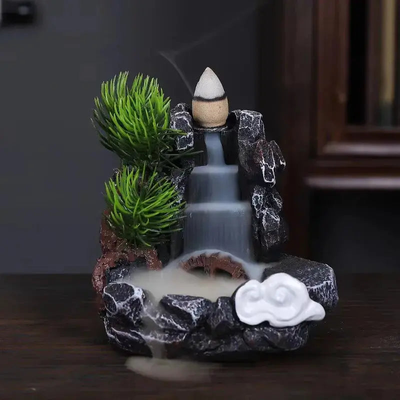 Resin cascade back incense Furnace craft high mountain running water cast oven ornaments home candles Aromattherapy stove incense seat psychotherapy incense seat suitable for boudorir honey friend gift - Astroglowmk