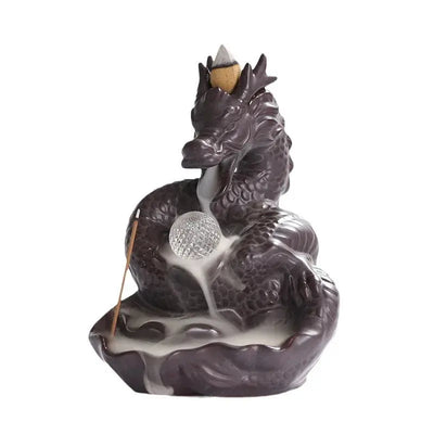 1pc Dragon Shaped Backflow Incense Burner with Sparkling LED Light for Meditation Mascot of the Year of the Loong -No Incense - Astroglowmk