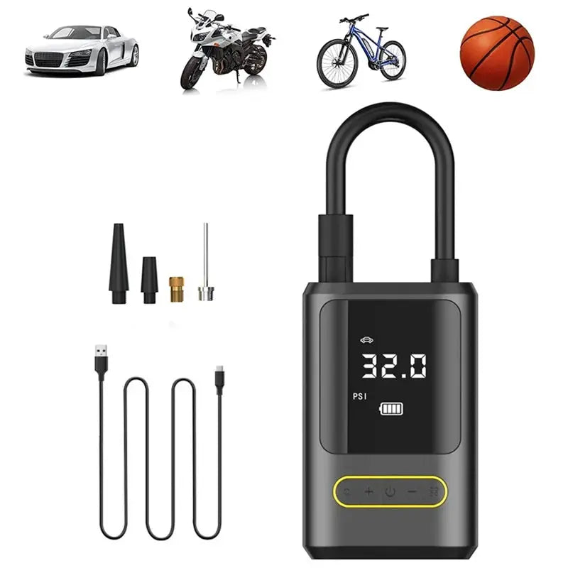 Wireless Car Tire Inflator – Portable Air Pump for Auto, Bike, Motorcycle - Astroglowmk