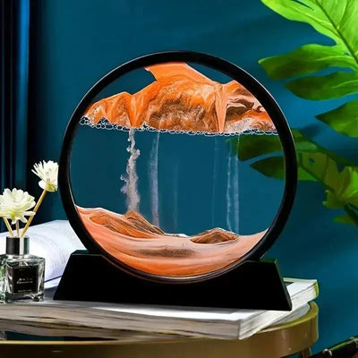 Quicksand Moving  Art 3D Hourglass Picture Round Glass Deep Sea Sandscape Craft Flowing Painting Office Home Christmas - Astroglowmk