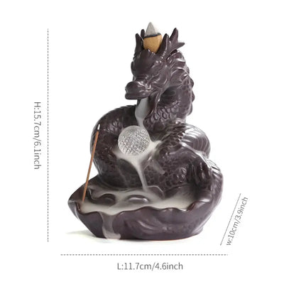 1pc Dragon Shaped Backflow Incense Burner with Sparkling LED Light for Meditation Mascot of the Year of the Loong -No Incense - Astroglowmk