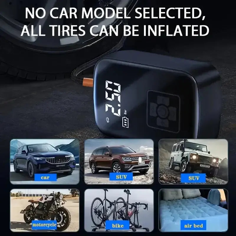 Wireless Car Tire Inflator – Portable Air Pump for Auto, Bike, Motorcycle - Astroglowmk