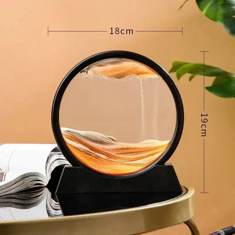 Quicksand Moving  Art 3D Hourglass Picture Round Glass Deep Sea Sandscape Craft Flowing Painting Office Home Christmas - Astroglowmk