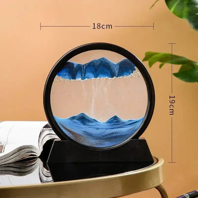 Quicksand Moving  Art 3D Hourglass Picture Round Glass Deep Sea Sandscape Craft Flowing Painting Office Home Christmas - Astroglowmk