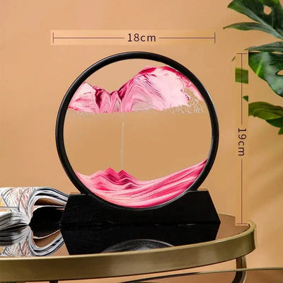 Quicksand Moving  Art 3D Hourglass Picture Round Glass Deep Sea Sandscape Craft Flowing Painting Office Home Christmas - Astroglowmk