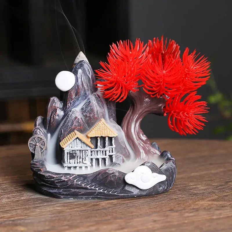 Resin cascade back incense Furnace craft high mountain running water cast oven ornaments home candles Aromattherapy stove incense seat psychotherapy incense seat suitable for boudorir honey friend gift - Astroglowmk