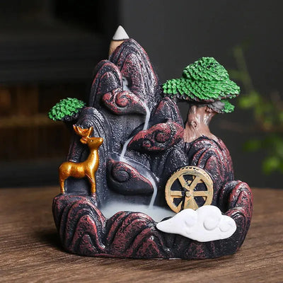 Resin cascade back incense Furnace craft high mountain running water cast oven ornaments home candles Aromattherapy stove incense seat psychotherapy incense seat suitable for boudorir honey friend gift - Astroglowmk