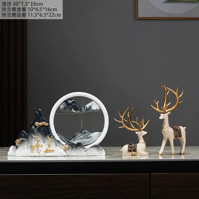 Quicksand Painting Creative Hourglass New Chinese Light Luxury Decoration TV Cabinet Living Room Wine Cabinet Decoration - Astroglowmk