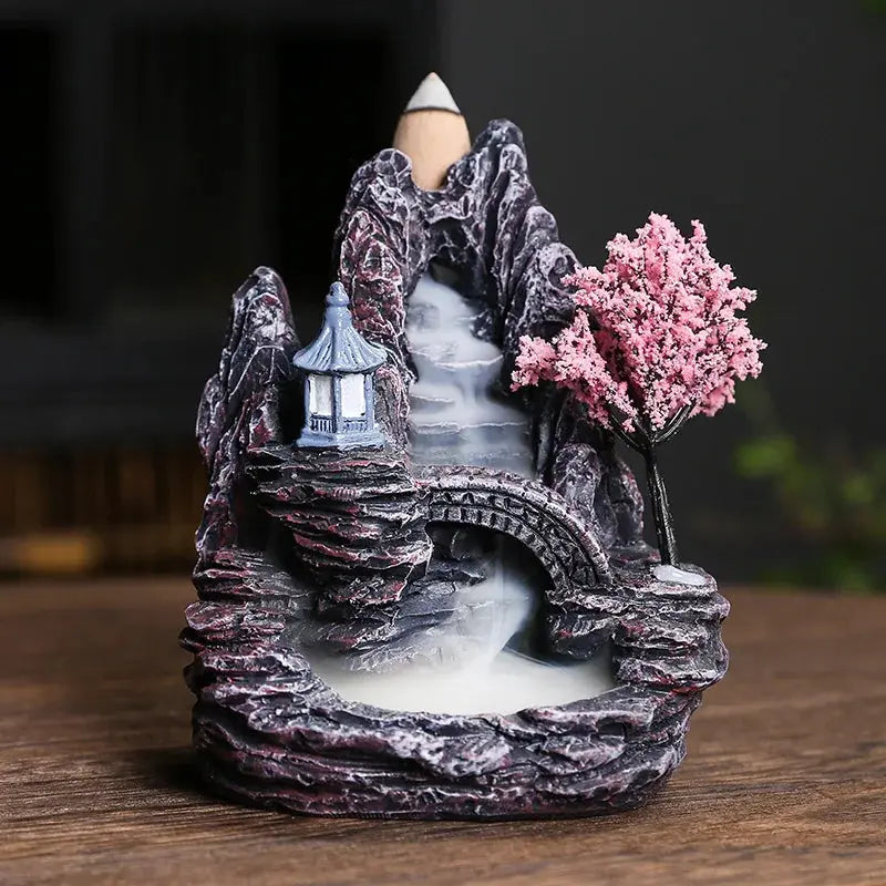 Resin cascade back incense Furnace craft high mountain running water cast oven ornaments home candles Aromattherapy stove incense seat psychotherapy incense seat suitable for boudorir honey friend gift - Astroglowmk
