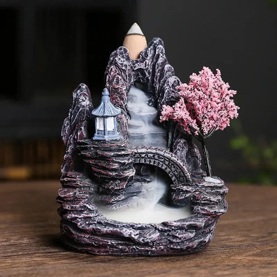 Resin cascade back incense Furnace craft high mountain running water cast oven ornaments home candles Aromattherapy stove incense seat psychotherapy incense seat suitable for boudorir honey friend gift - Astroglowmk