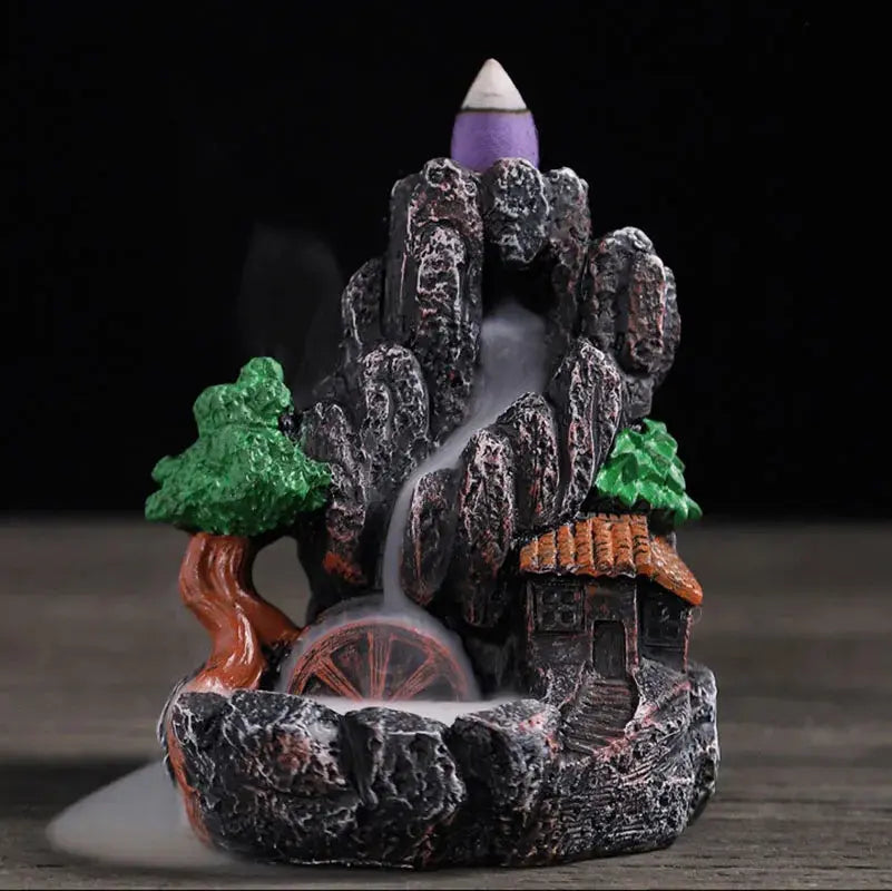 Resin cascade back incense Furnace craft high mountain running water cast oven ornaments home candles Aromattherapy stove incense seat psychotherapy incense seat suitable for boudorir honey friend gift - Astroglowmk