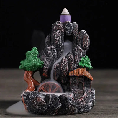 Resin cascade back incense Furnace craft high mountain running water cast oven ornaments home candles Aromattherapy stove incense seat psychotherapy incense seat suitable for boudorir honey friend gift - Astroglowmk