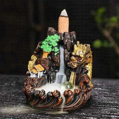 Resin cascade back incense Furnace craft high mountain running water cast oven ornaments home candles Aromattherapy stove incense seat psychotherapy incense seat suitable for boudorir honey friend gift - Astroglowmk