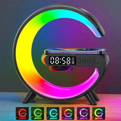 LED Smart Wake Up Light RGB Night Light with Wireless Speaker 15W Wireless Rechargeable Desk Lamp for Bedroom Bedside Game Room - Astroglowmk